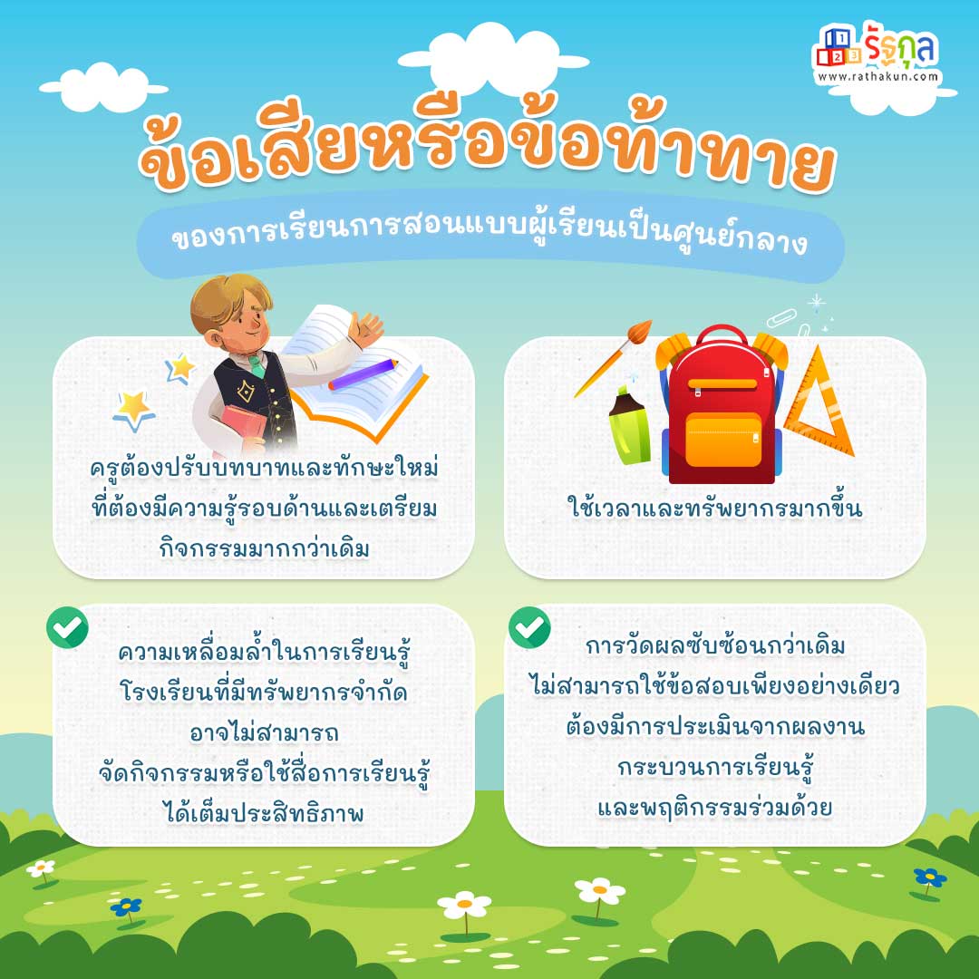 ข้อเสียหรือข้อท้าทายของการเรียนการสอนแบบผู้เรียนเป็นศูนย์กลาง